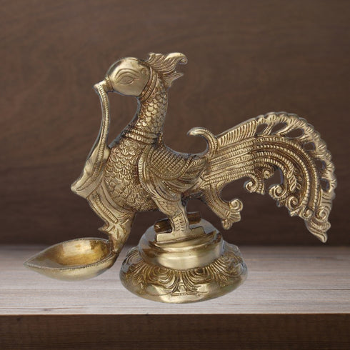 Brass Cock Murga Oil Lamp Deepak 1.5kg